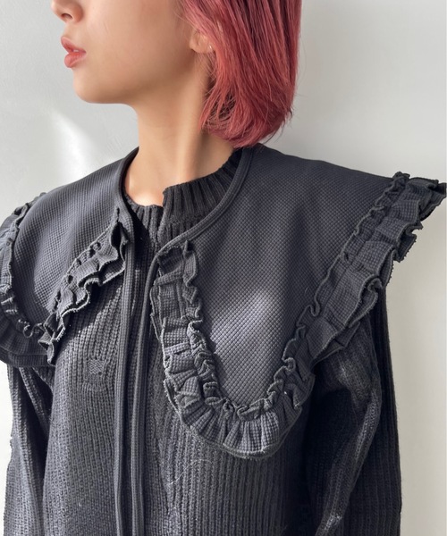 SANSeLF(サンセルフ)の「サーマルフリルつけ襟【SANSeLF】sana22a010(付け襟・レディース・ホワイト/ブラック/グレー・FREE)」の8枚目の写真