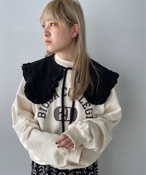 SANSeLF(サンセルフ)の「サーマルフリルつけ襟【SANSeLF】sana22a010(付け襟・レディース・ホワイト/ブラック/グレー・FREE)」の14枚目の写真