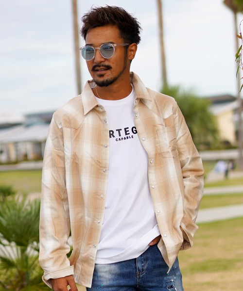 オンブレチェックロングシャツ（シャツ/ブラウス）｜adamsJUGGLER（アダムスジャグラー）