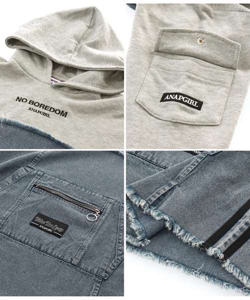 ANAP GiRL(アナップガール)の「デニム切替フーディーワンピース(ワンピース・キッズ・ブラック/ライトグレー・XS/M/S)」の19枚目の写真