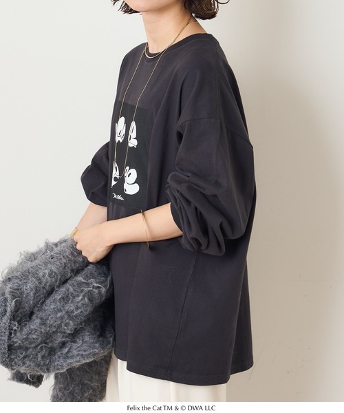 Omekashi(オメカシ)の「【Omekashi×ユニバーサル】FELIX ロングTシャツ(Tシャツ/カットソー・レディース・ブラック・FREE)」の2枚目の写真