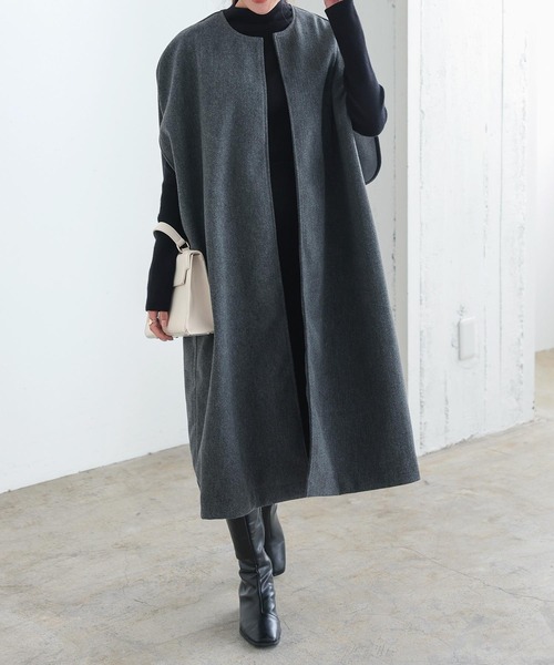 KOBE LETTUCE（コウベレタス）の「ロングケープコート[K1193]（その他アウター・レディース・ブラウン/ブラック/ライトベージュ/グレー・FREE）」の3枚目の写真