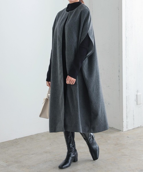 KOBE LETTUCE（コウベレタス）の「ロングケープコート[K1193]（その他アウター・レディース・ブラウン/ブラック/ライトベージュ/グレー・FREE）」の11枚目の写真