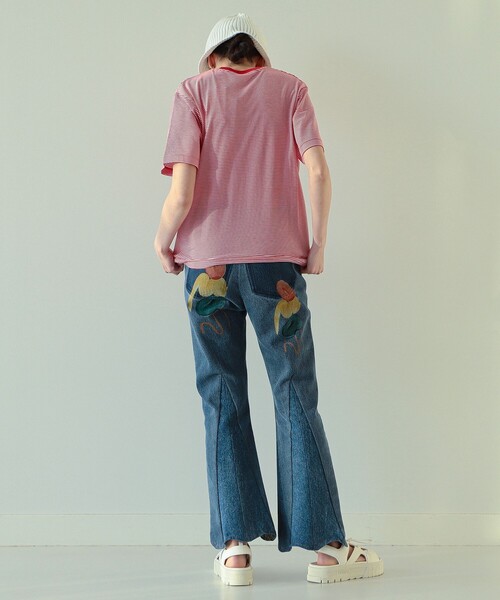 Ray BEAMS(レイビームス)の「DANTON / ボーダー ショートスリーブ Tシャツ(Tシャツ/カットソー・レディース・グレー×ホワイト/ネイビー系/レッド系その他・S)」の5枚目の写真