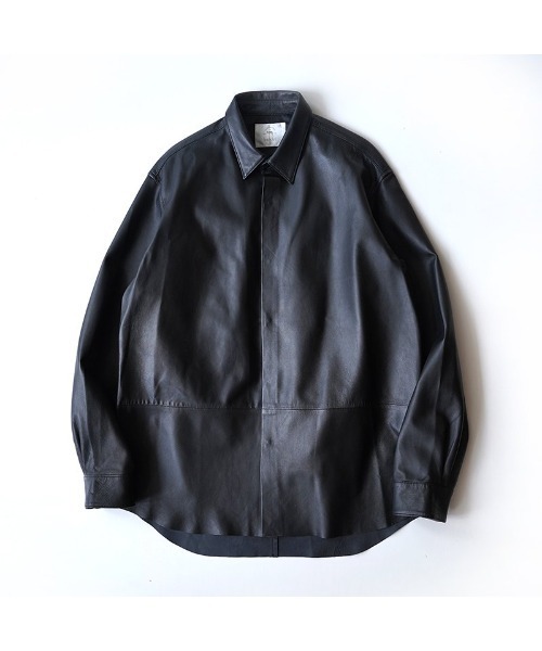 bukht（ブフト）の「【bukht ブフト】LEATHER SHIRTS　レザーシャツ（シャツ/ブラウス・メンズ・ブラック・3/2）」の3枚目の写真