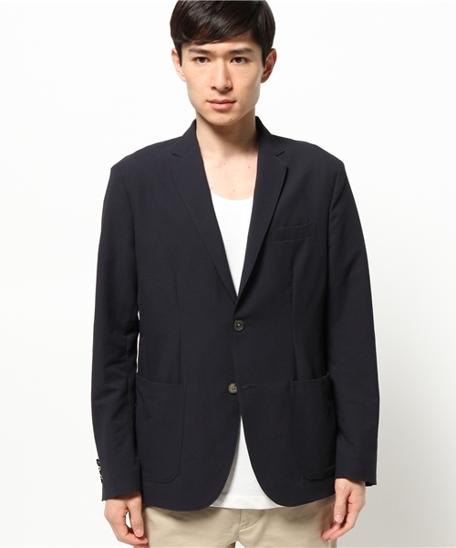 EDIFICE（エディフィス）の「◇ポリエステル サッカー 2Bジャケット（その他アウター・メンズ・ネイビー・48/50/44/46）」の2枚目の写真