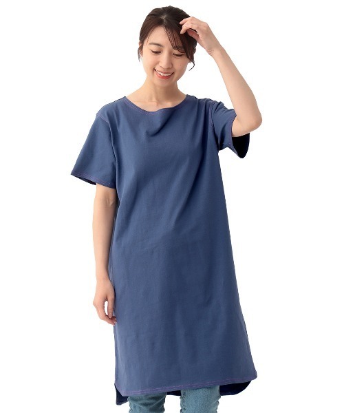 チチカカ（チチカカ）の「ワンポイントフロル刺繍Tシャツワンピース（ワンピース・レディース・ネイビー/グレー/アイボリー・FREE）」の11枚目の写真