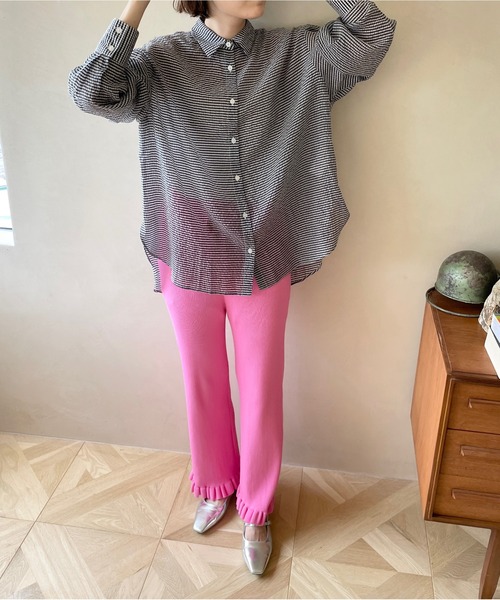 LOWRYS FARM（ローリーズファーム）の「シアーシャツロングスリーブ　176292（シャツ/ブラウス・レディース・ブラック/ピンク/グリーン/アイボリー/その他/イエロー/ピンク系その他/その他2/チェック/ブルー・FREE）」の13枚目の写真