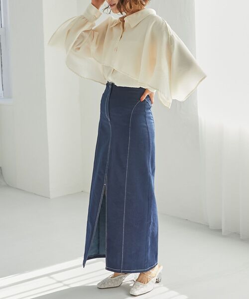 MAJESTIC LEGON（マジェスティックレゴン）の「肩あきケープブラウス（シャツ/ブラウス・レディース・アイボリー/ピンク/ライトグレー/ブラック・MEDIUM）」の11枚目の写真