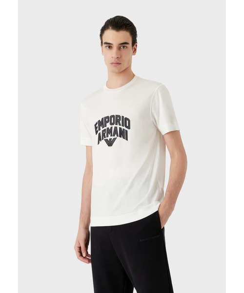 EMPORIO ARMANI（エンポリオアルマーニ）の「【エンポリオ アルマーニ】Tシャツ テンセル混紡ジャージー製 ボールドロゴ刺繍（Tシャツ/カットソー・メンズ・ブラック/ホワイト系その他/ダークベージュ・LARGE/MEDIUM/X-LARGE/XX-LARGE/SMALL）」の10枚目の写真