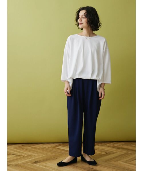 CRAFT STANDARD BOUTIQUE（クラフトスタンダードブティック）の「8分袖丈ウエストタックオールインワン（ワンピース・レディース・ネイビー/ブラック・M/L）」の3枚目の写真