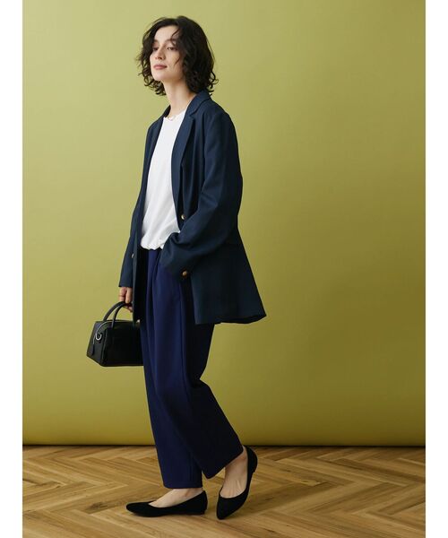 CRAFT STANDARD BOUTIQUE（クラフトスタンダードブティック）の「8分袖丈ウエストタックオールインワン（ワンピース・レディース・ネイビー/ブラック・M/L）」の16枚目の写真