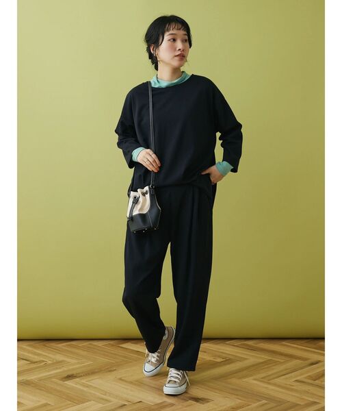 CRAFT STANDARD BOUTIQUE（クラフトスタンダードブティック）の「8分袖丈ウエストタックオールインワン（ワンピース・レディース・ネイビー/ブラック・M/L）」の11枚目の写真