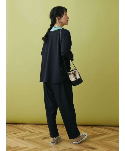 CRAFT STANDARD BOUTIQUE（クラフトスタンダードブティック）の「8分袖丈ウエストタックオールインワン（ワンピース・レディース・ネイビー/ブラック・M/L）」の12枚目の写真