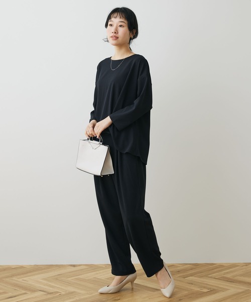 CRAFT STANDARD BOUTIQUE（クラフトスタンダードブティック）の「8分袖丈ウエストタックオールインワン（ワンピース・レディース・ネイビー/ブラック・M/L）」の2枚目の写真