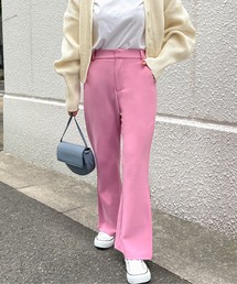 [ ストレッチ×ノーアイロン ] 選べる3サイズ 細見えストレッチセミフレアパンツ