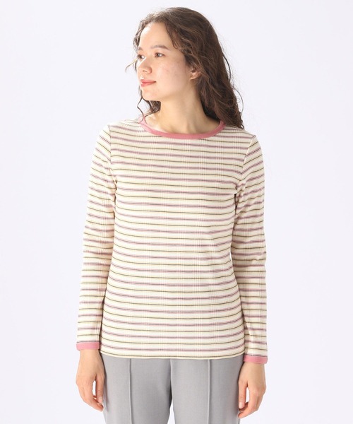 niko and...（ニコアンド）の「マルチボーダーリブロングスリーブプルオーバー（Tシャツ/カットソー・レディース・チャコール/ブルー/イエロー/オレンジ・LARGE/MEDIUM）」の7枚目の写真