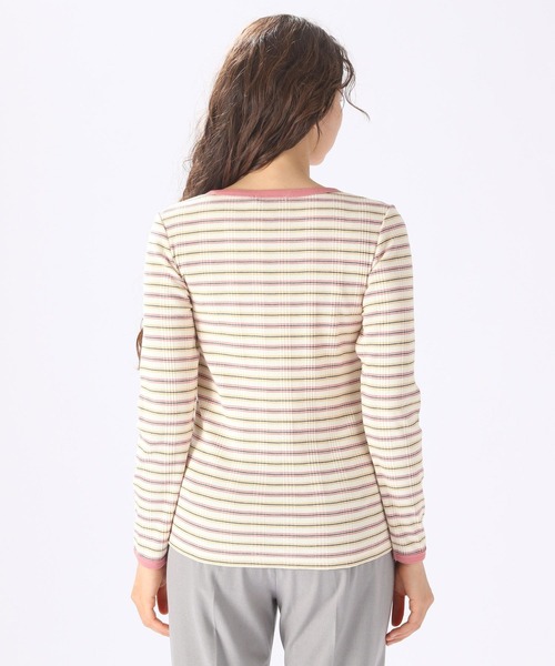 niko and...（ニコアンド）の「マルチボーダーリブロングスリーブプルオーバー（Tシャツ/カットソー・レディース・チャコール/ブルー/イエロー/オレンジ・LARGE/MEDIUM）」の9枚目の写真