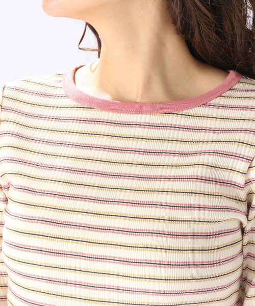 niko and...（ニコアンド）の「マルチボーダーリブロングスリーブプルオーバー（Tシャツ/カットソー・レディース・チャコール/ブルー/イエロー/オレンジ・LARGE/MEDIUM）」の10枚目の写真