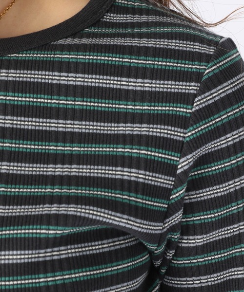 niko and...（ニコアンド）の「マルチボーダーリブロングスリーブプルオーバー（Tシャツ/カットソー・レディース・チャコール/ブルー/イエロー/オレンジ・LARGE/MEDIUM）」の15枚目の写真