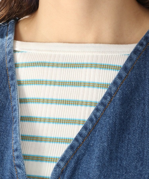 niko and...（ニコアンド）の「マルチボーダーリブロングスリーブプルオーバー（Tシャツ/カットソー・レディース・チャコール/ブルー/イエロー/オレンジ・LARGE/MEDIUM）」の16枚目の写真