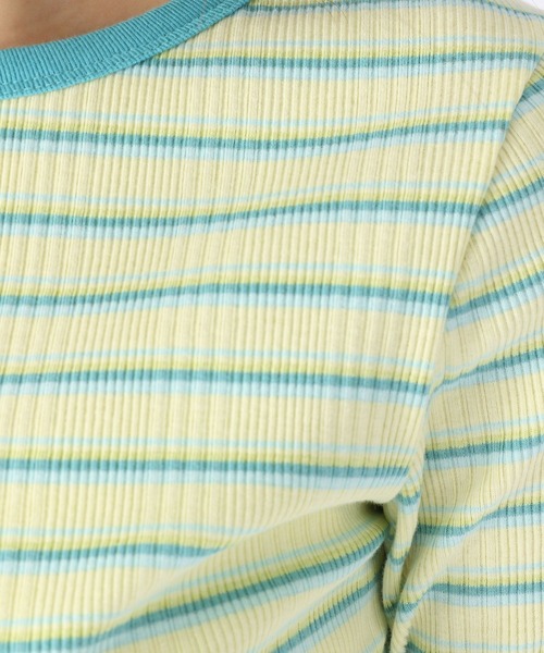 niko and...（ニコアンド）の「マルチボーダーリブロングスリーブプルオーバー（Tシャツ/カットソー・レディース・チャコール/ブルー/イエロー/オレンジ・LARGE/MEDIUM）」の17枚目の写真