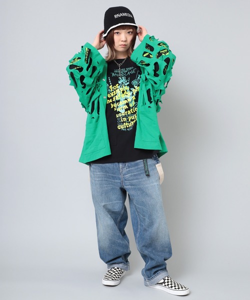 RNA（アールエヌエー）の「E4906 カギ針ボーダーハット（ニットキャップ/ビーニー・レディース・ブラック/グリーン/レインボー・FREE）」の20枚目の写真