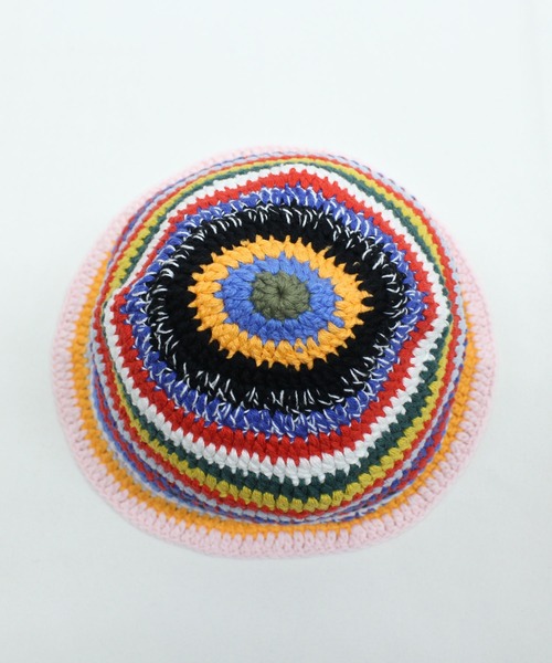 RNA（アールエヌエー）の「E4906 カギ針ボーダーハット（ニットキャップ/ビーニー・レディース・ブラック/グリーン/レインボー・FREE）」の19枚目の写真