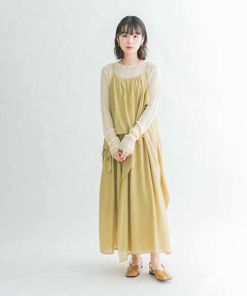 KBF(ケイビーエフ)の「レイヤードキャミワンピース(ワンピース・レディース・ライトカーキ/ブラック/アイボリー・ONE)」の5枚目の写真