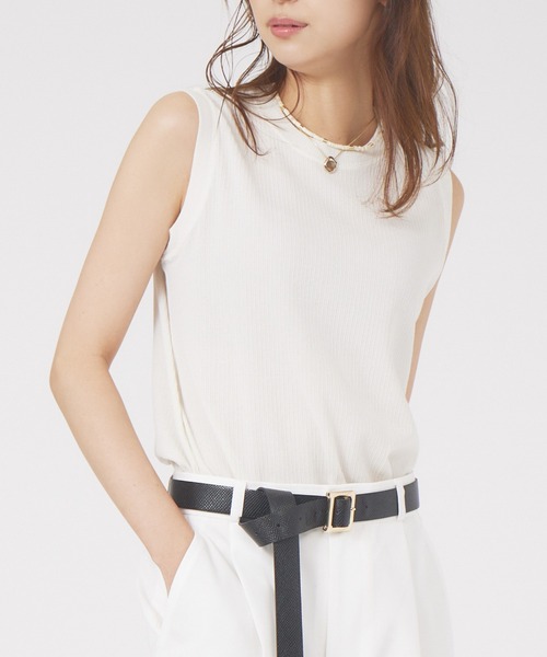 qualite（カリテ）の「ツィストテレコノースリーブ（Tシャツ/カットソー・レディース・オフホワイト/グリーン/ライトグレー/オレンジ・フリー）」の2枚目の写真