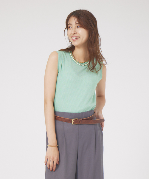 qualite（カリテ）の「ツィストテレコノースリーブ（Tシャツ/カットソー・レディース・オフホワイト/グリーン/ライトグレー/オレンジ・フリー）」の19枚目の写真