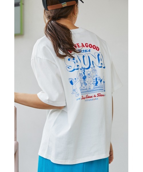 RODEO CROWNS WIDE BOWL（ロデオクラウンズワイドボウル）の「サウナボーイ HAVE A GOOD SAUNA Tシャツ（Tシャツ/カットソー・レディース・ブラック/オフホワイト/ブルー・MEDIUM/LARGE）」の6枚目の写真