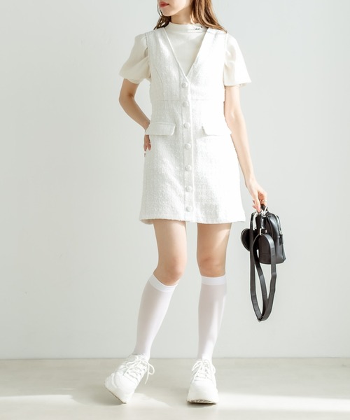 セール】【WEB限定カラー有】Vネックジャンスカ（ジャンパー