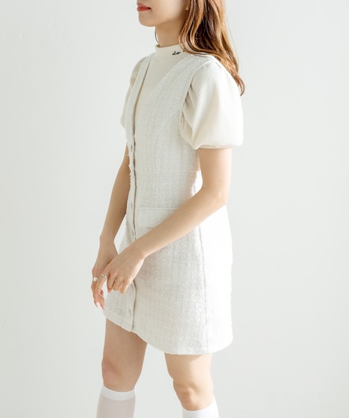 OLIVE des OLIVE（オリーブデオリーブ）の「【WEB限定カラー有】Vネックジャンスカ（ジャンパースカート・レディース・サックスブルー/ブラック/ホワイト/オフホワイト・FREE）」の14枚目の写真