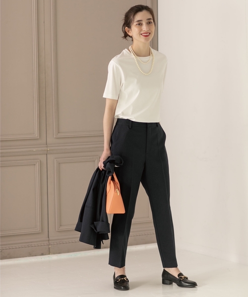 OPAQUE.CLIP（オペークドットクリップ）の「◆シルク調スーピマコットン ベーシックTシャツ【洗濯機洗い可】（Tシャツ/カットソー・レディース・サンドベージュ/ブラウン系その他5/ホワイト系/ブラック/ライトブルー・36/38/40/42）」の9枚目の写真