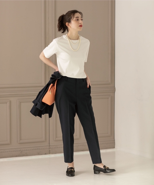 OPAQUE.CLIP（オペークドットクリップ）の「◆シルク調スーピマコットン ベーシックTシャツ【洗濯機洗い可】（Tシャツ/カットソー・レディース・サンドベージュ/ブラウン系その他5/ホワイト系/ブラック/ライトブルー・36/38/40/42）」の12枚目の写真