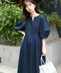 natural couture | お家で洗える/ランタンスリーブワンピース(ワンピース)