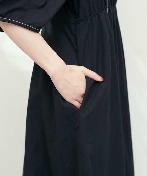 natural couture(ナチュラルクチュール)の「お家で洗える/ランタンスリーブワンピース(ワンピース・レディース・インディゴブルー/ブラック/オフホワイト・SMALL/MEDIUM/LARGE)」の21枚目の写真