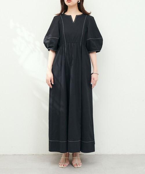 セール】お家で洗える/ランタンスリーブワンピース（ワンピース