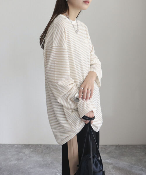 fredy emue（フレディエミュ）の「シアーボーダーロンT（Tシャツ/カットソー・レディース・グリーン系その他/ブルー系その他2/ピンク系その他/ブルー系その他/ホワイト系その他/グリーン系その他4/ピンク系その他4/ベージュ系その他/パープル系その他・38）」の21枚目の写真