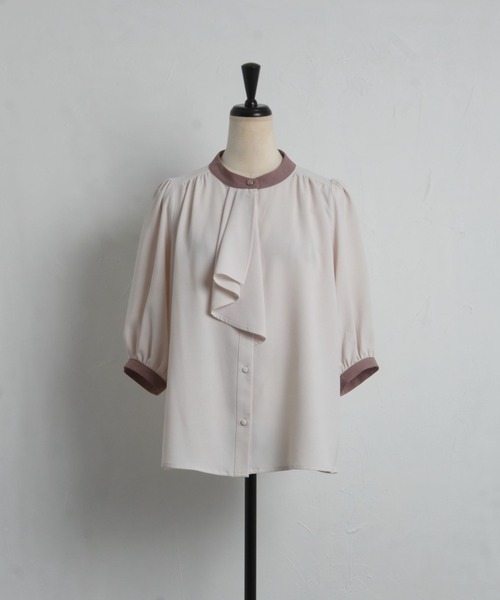 tocco closet(トッコ クローゼット)の「【ZOZO限定】ラッフルタイ付き配色ブラウス(シャツ/ブラウス・レディース・ベージュ系その他/グレー系その他・M)」の20枚目の写真