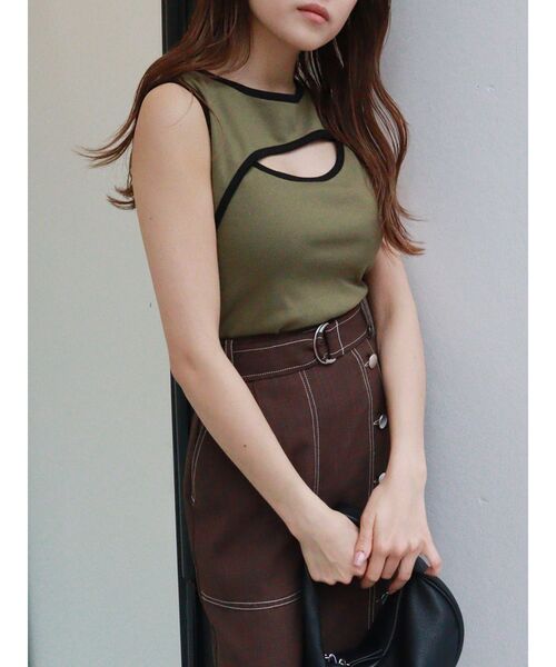 MURUA（ムルーア）の「パイピングラインタンク（タンクトップ・レディース・ブラック/カーキ・FREE）」の2枚目の写真