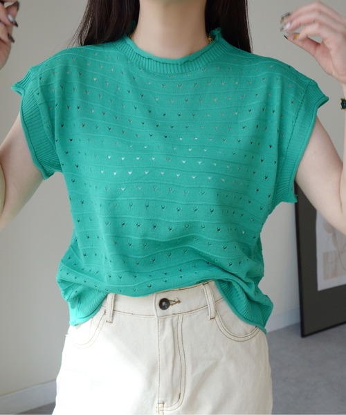 ibeul_(イベール)の「アイレットモックネックトップス(Tシャツ/カットソー・レディース・イエロー/グリーン/ホワイト/ブラック/パープル・FREE)」の3枚目の写真