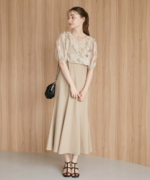 archives（アルシーヴ）の「パイピングシアーブラウス＋キャミワンピースｓｅｔ（ワンピース・レディース・ブラック/ベージュ/アイボリー・MEDIUM）」の3枚目の写真