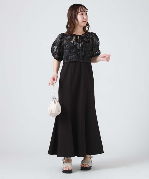 archives（アルシーヴ）の「パイピングシアーブラウス＋キャミワンピースｓｅｔ（ワンピース・レディース・ブラック/ベージュ/アイボリー・MEDIUM）」の5枚目の写真