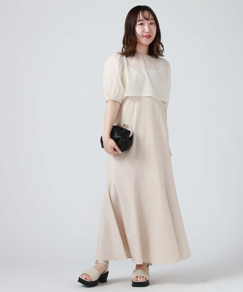 archives（アルシーヴ）の「パイピングシアーブラウス＋キャミワンピースｓｅｔ（ワンピース・レディース・ブラック/ベージュ/アイボリー・MEDIUM）」の4枚目の写真