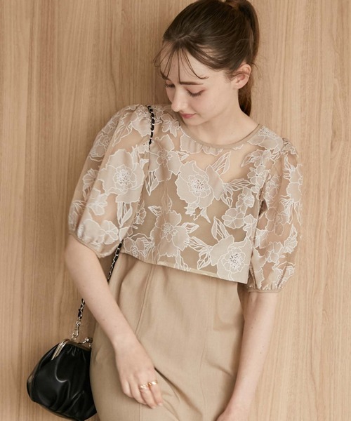 archives（アルシーヴ）の「パイピングシアーブラウス＋キャミワンピースｓｅｔ（ワンピース・レディース・ブラック/ベージュ/アイボリー・MEDIUM）」の7枚目の写真