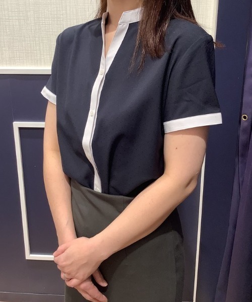 スキッパーえり配色半袖トップス レディース 楽天市場】【8/11まで5％OFFクーポン】ad thie ショート丈 襟