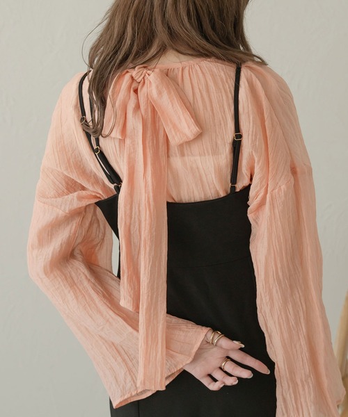 Ambre Neige(アンブルネージュ)の「【リボン取り外し可能】ボウタイシアーチュニックブラウス/【WEB/EC限定商品】(シャツ/ブラウス・レディース・アイボリー/ピンク/ダークブラウン・FREE)」の1枚目の写真