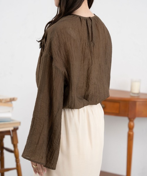 Ambre Neige(アンブルネージュ)の「【リボン取り外し可能】ボウタイシアーチュニックブラウス/【WEB/EC限定商品】(シャツ/ブラウス・レディース・アイボリー/ピンク/ダークブラウン・FREE)」の5枚目の写真